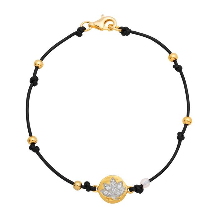 Textile bracelet with gold-plated silver elements