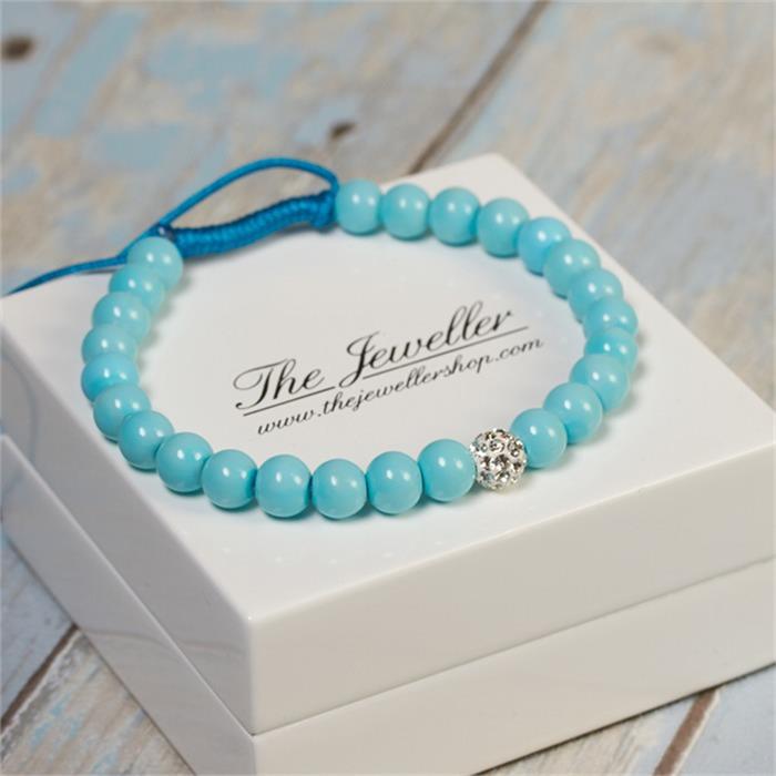 Bracelet textile glass beads and zirconia