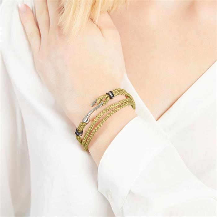 Textile bracelet beige with hook clasp