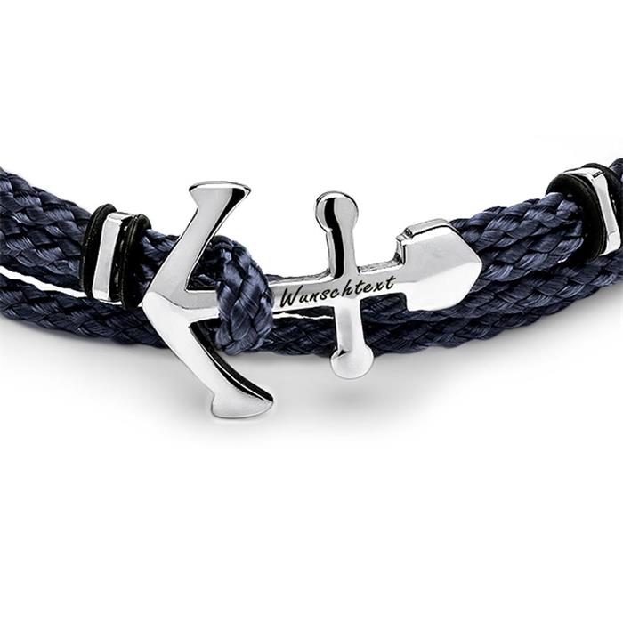 Uniseks armband blauw zwart met zilverkleurig anker