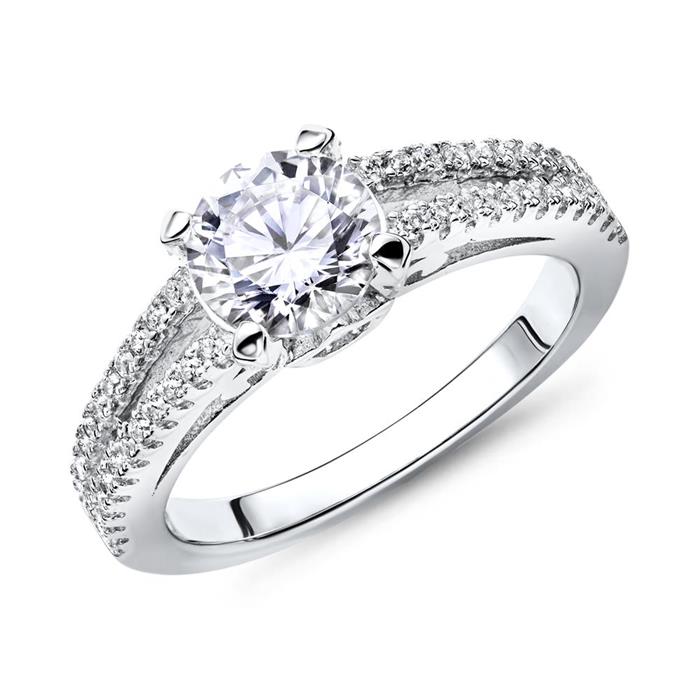 High quality engagement ring silver zirconia