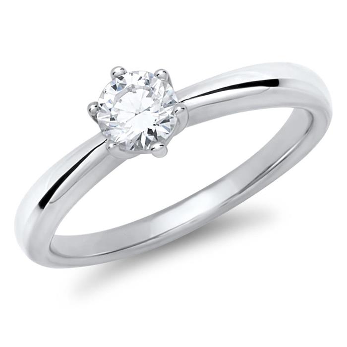 Engagement ring sterling silver large zirconia
