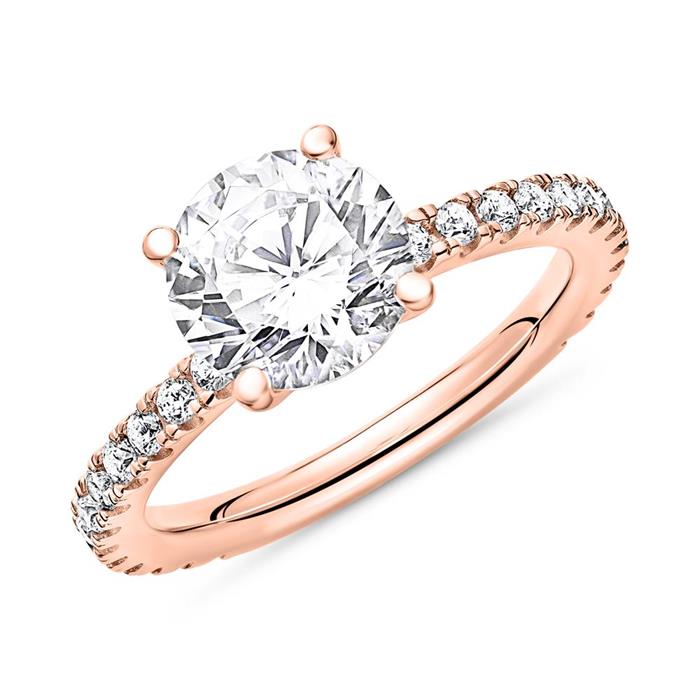 Rose gold plated 925 silver engagement ring zirconia