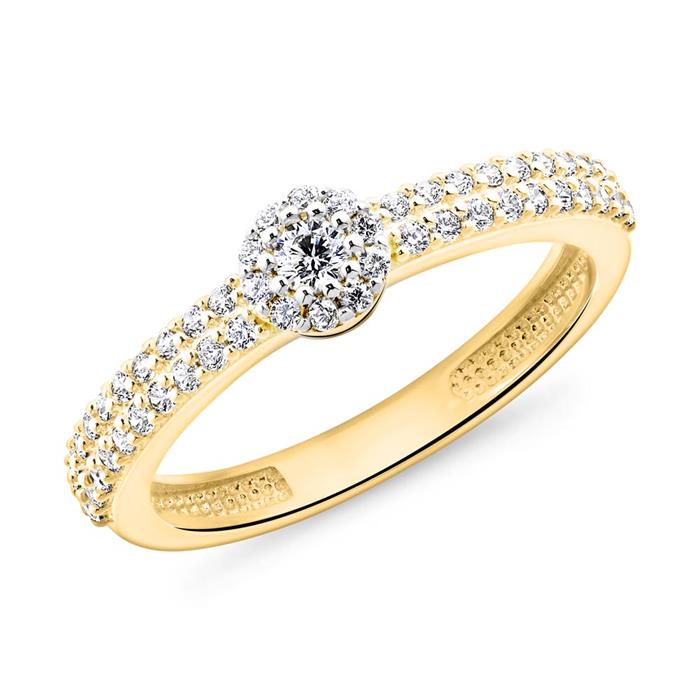 Engagement ring in 9K gold with zirconia