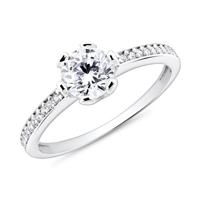 Engagement ring in 9K white gold with zirconia