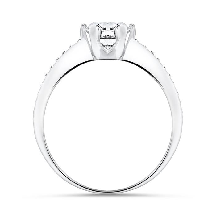 Engagement ring in 9K white gold with zirconia