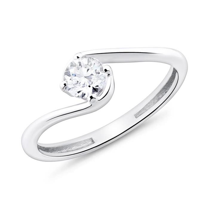 Ladies ring in 9K white gold with zirconia