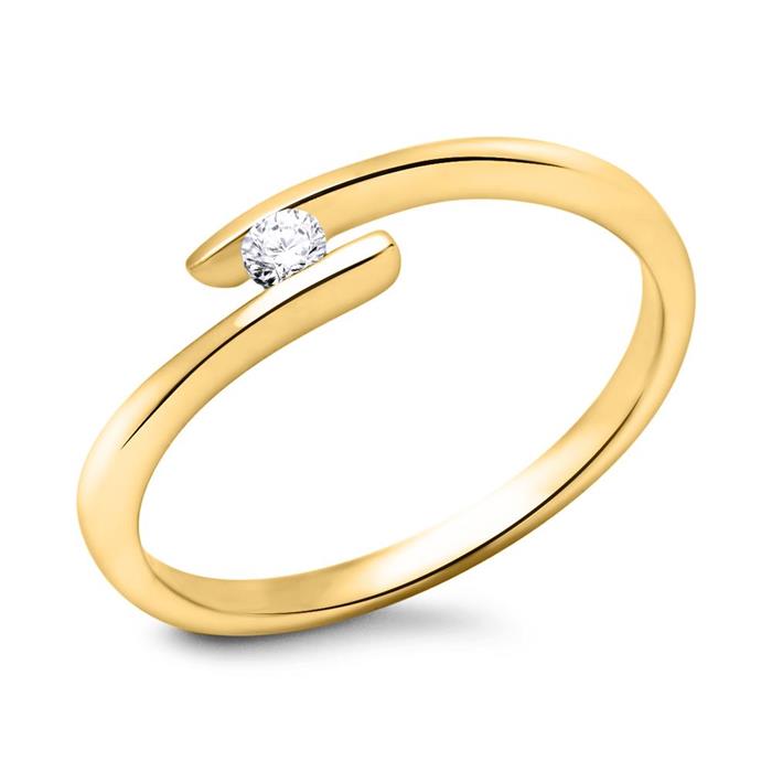 14ct Yellow Gold Engagement Ring With Stone 0,05ct