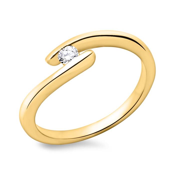 14ct yellow gold engagement ring with diamond 0,1ct