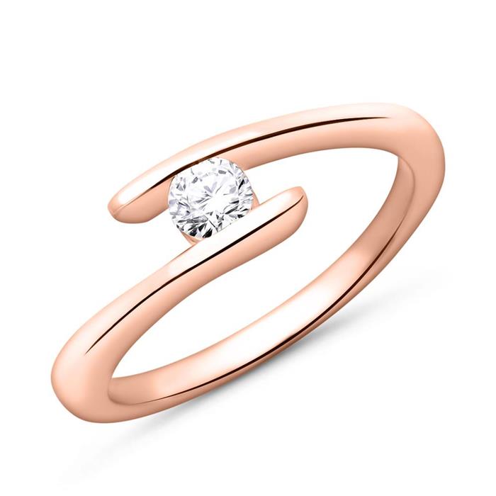 Engagement ring 18ct rose gold with diamond 0,15ct