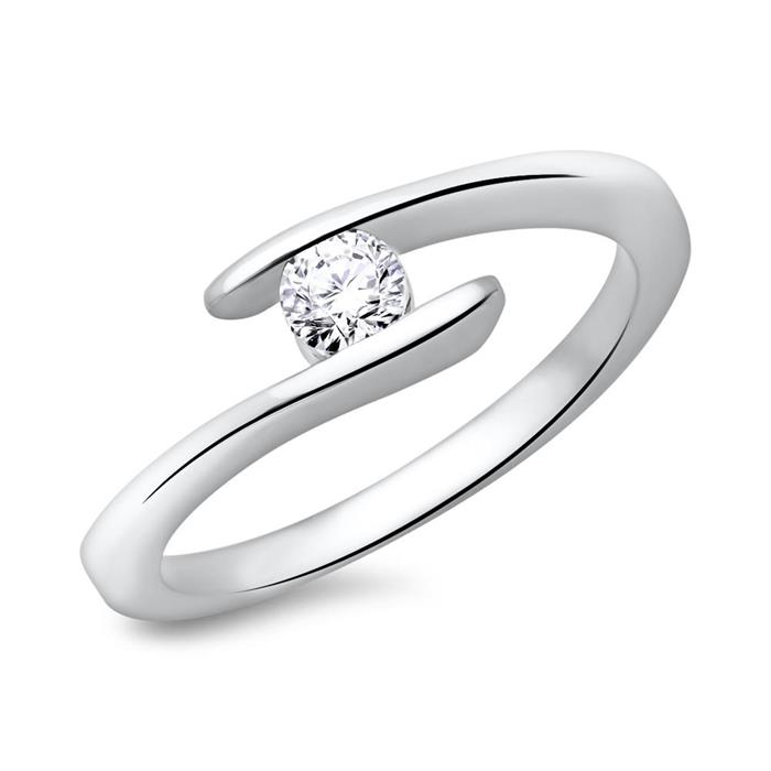 14ct white gold engagement ring with diamond 0,25ct