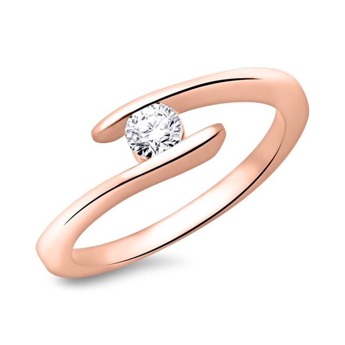 Waved engagement ring 18ct rose gold 0,25ct