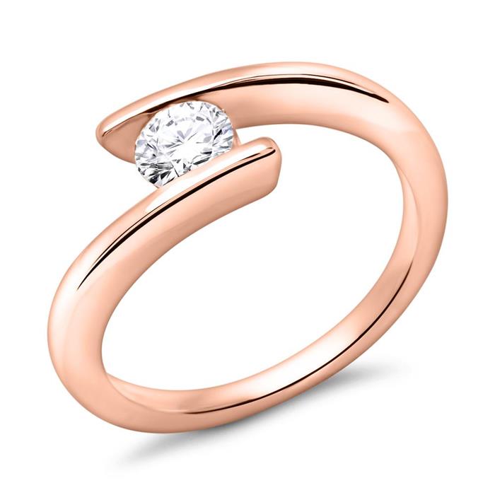 14 quilates anillo de compromiso de oro rosa medio quilate