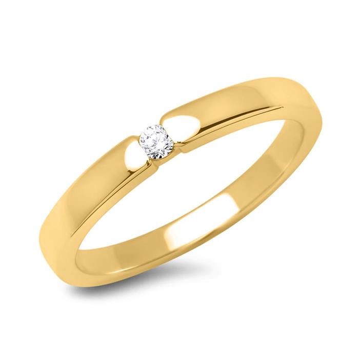 Anillo de compromiso de oro amarillo de 14 quilates con diamante 0,05 ct.