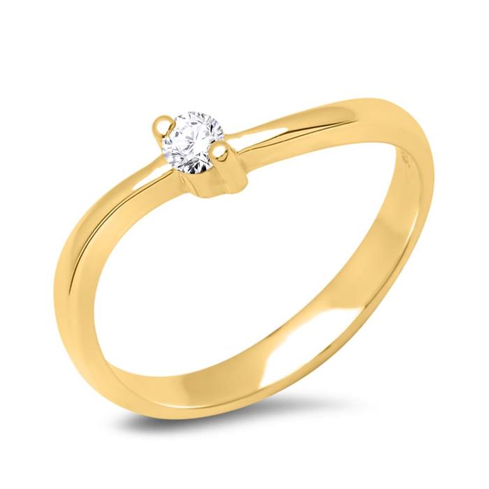 14k geelgouden verlovingsring met Diamant 0.05 ct.