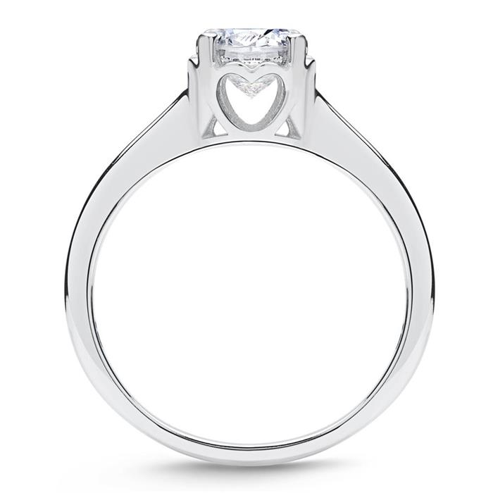 Sterling silver engagement ring hearts zirconia