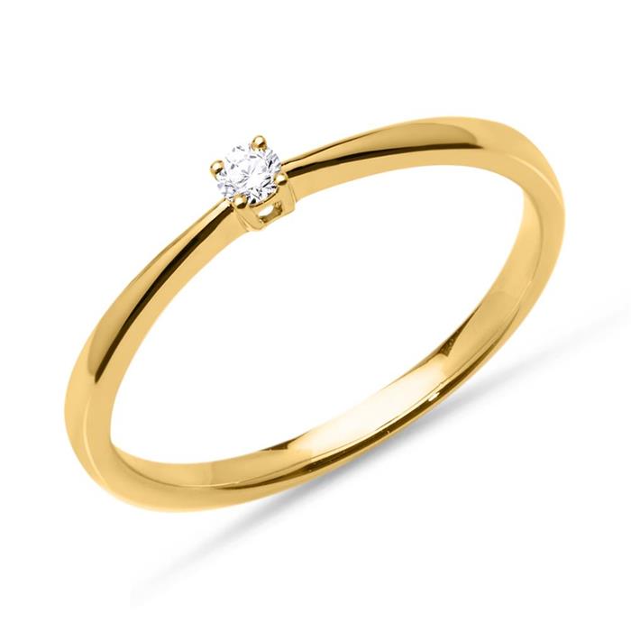 Anillo de compromiso 1x diamante 0,05 ct 14 quilates oro amarillo