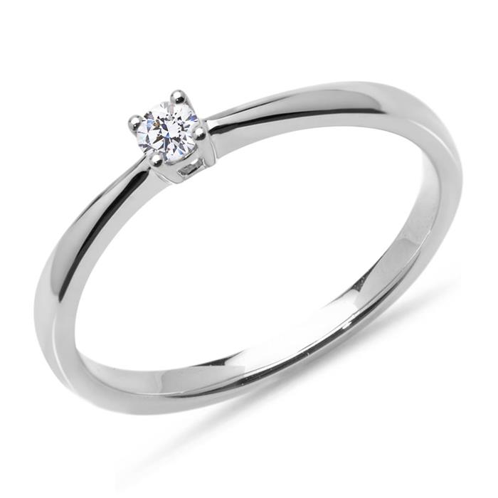 Engagement ring in 14K white gold with brilliant-cut diamond, Lab-grown