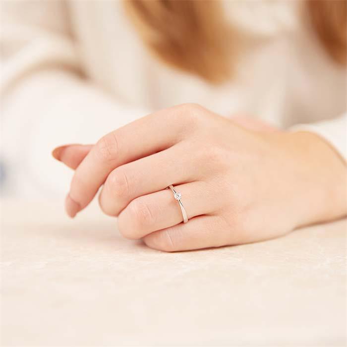 Verlobungsring 0,10 ct Diamant 585er Weißgold