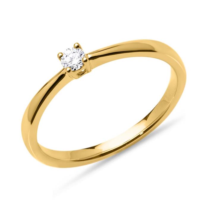 Anillo de compromiso 14 quilates oro amarillo diamante 0,10 ct