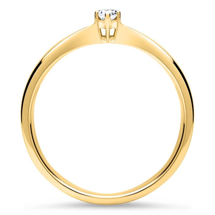 14 karaat gouden solitaire ring met Diamant 0.10 ct., LAB grown