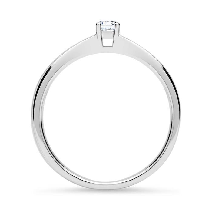 14ct white gold engagement ring diamond 0,15 hoops