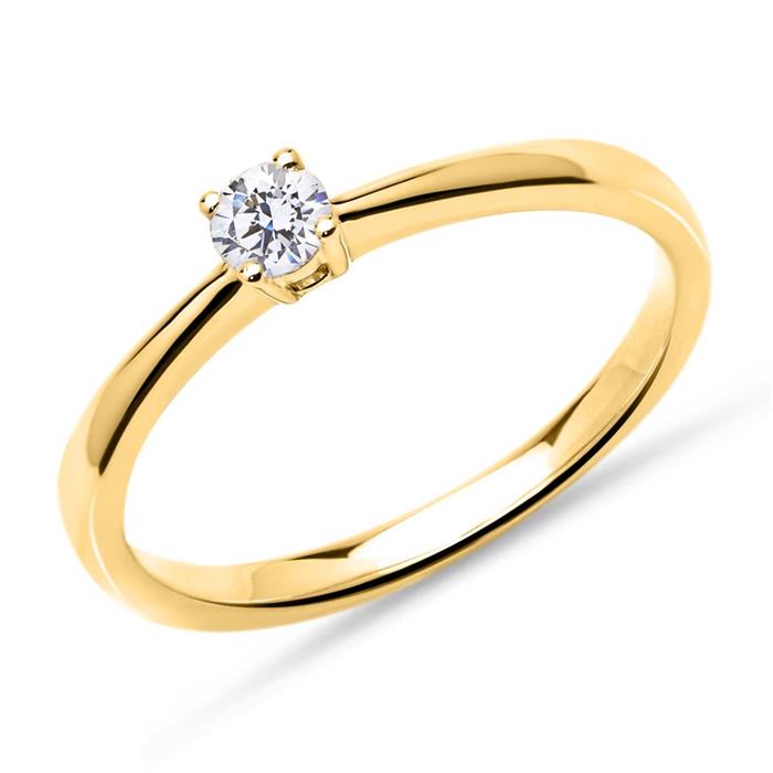 14K gold engagement ring diamond 0,15 ct., Lab-grown