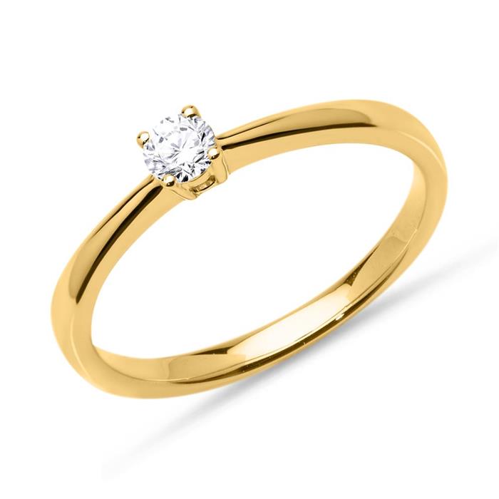 Engagement ring diamond 0,15ct 14ct yellow gold