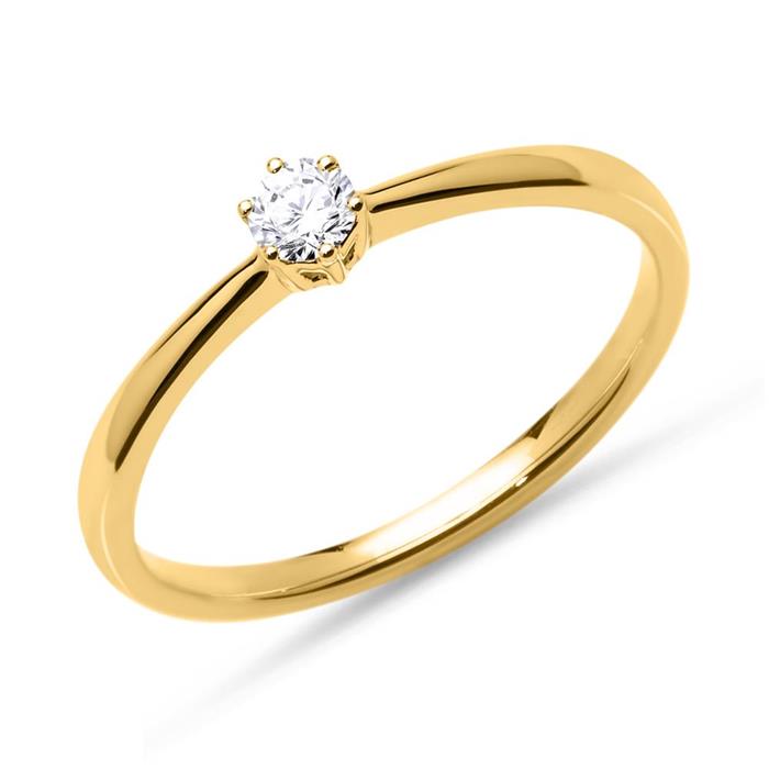 Diamond engagement ring 0,15ct 14ct yellow gold