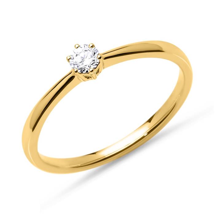 Anillo de compromiso de diamantes 0,15 ct 14 quilates oro amarillo