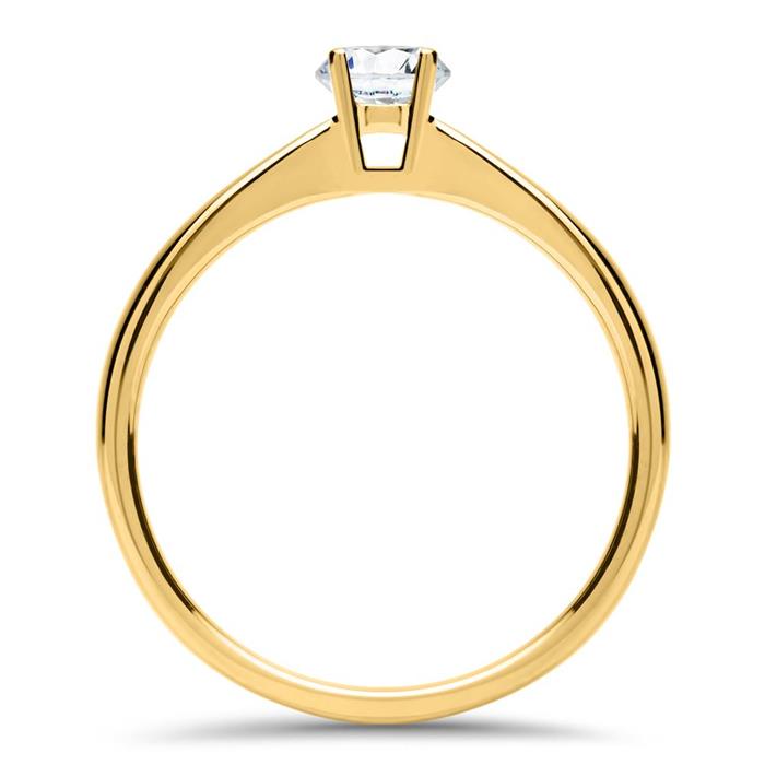 Solitaire ring 14 karaat goud met LAB grown Diamant 0.25 ct.