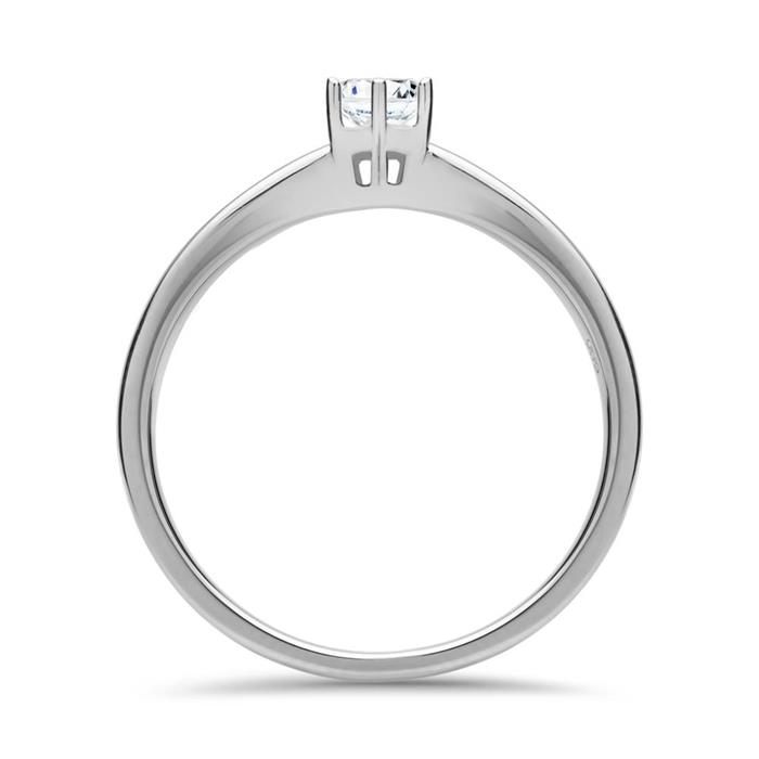 14ct white gold engagement ring diamond 0,25 hoops