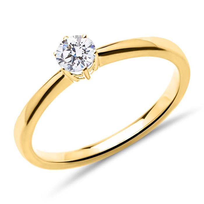 Solitaire ring in 14k goud met LAB grown Diamant