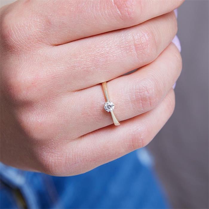 Solitaire ring in 14k goud met LAB grown Diamant