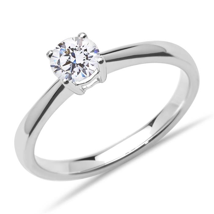 Ring in 14K white gold brilliant 0.50 ct., Lab-grown