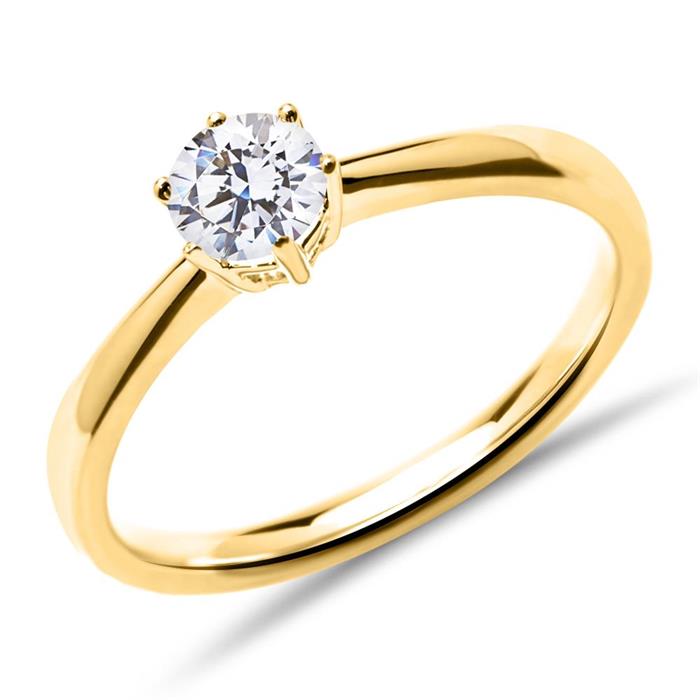 14K gold engagement ring with Lab-grown brilliant