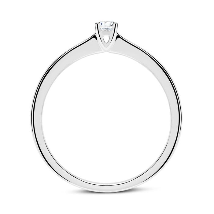 14k witgouden verlovingsring met Diamant 0.10 ct.