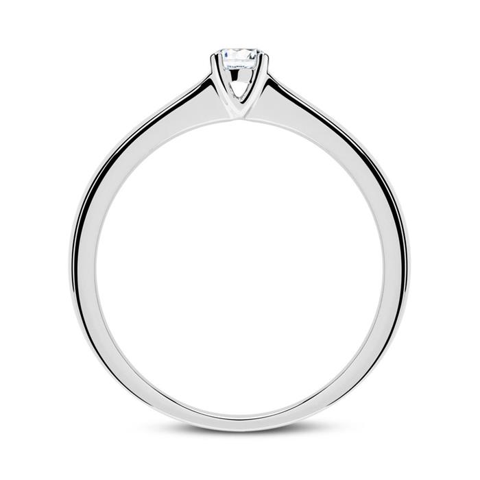 Verlovingsring in 14 karaat witgoud met Diamant 0.15 ct.