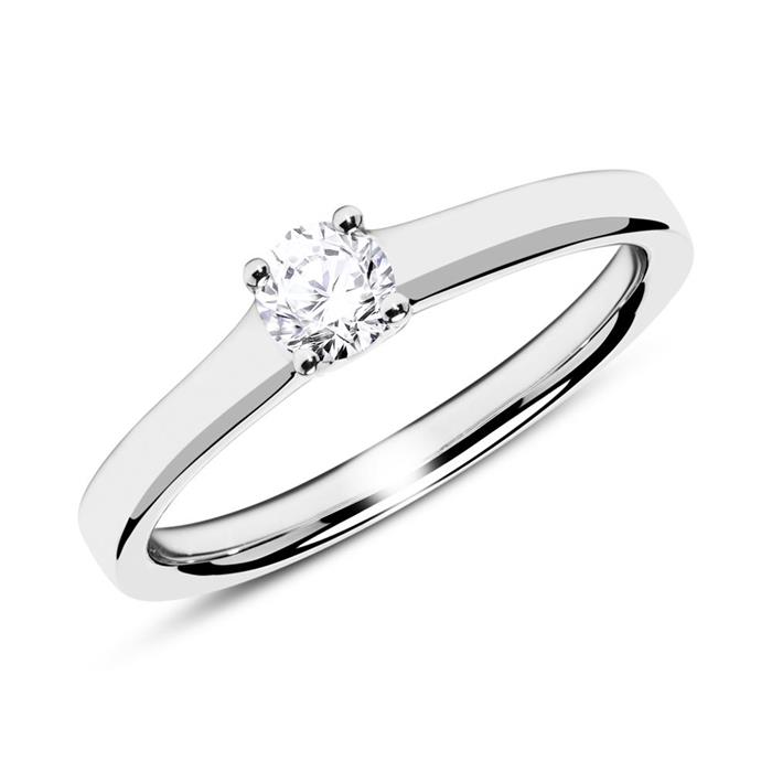 Solitärring aus 14K Weißgold mit Diamant 0,25 ct.