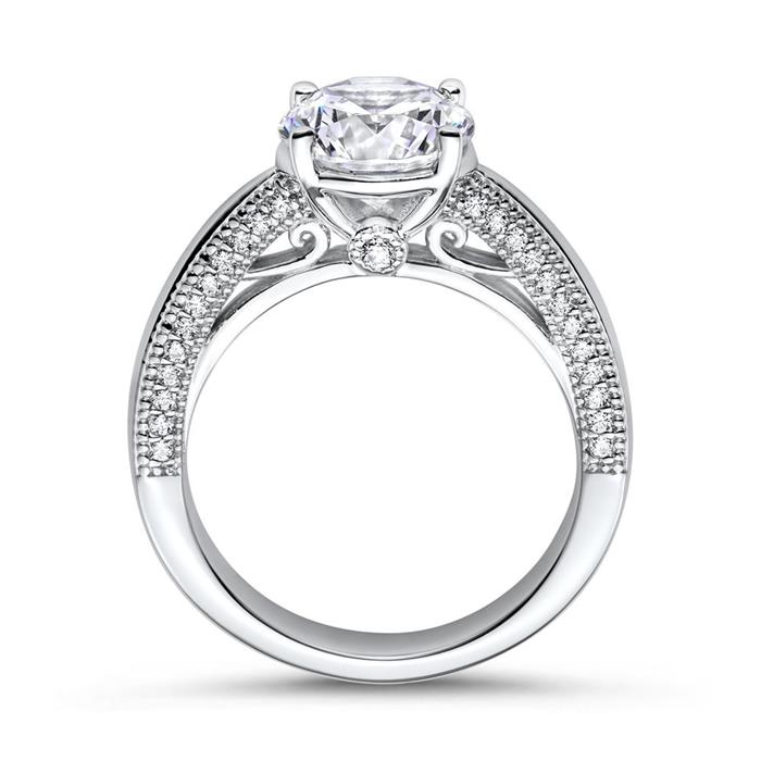 Engagement ring sterling silver with zirconia