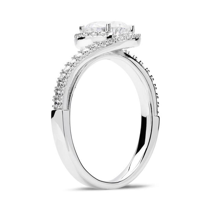 Engagement ring sterling silver with zirconia
