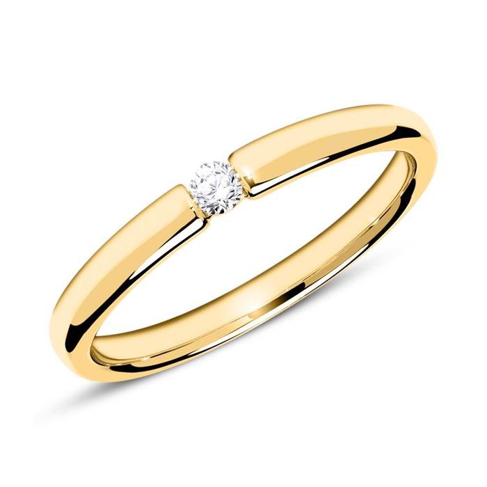Engagement ring made of 14ct gold with diamond 0,05 ct.