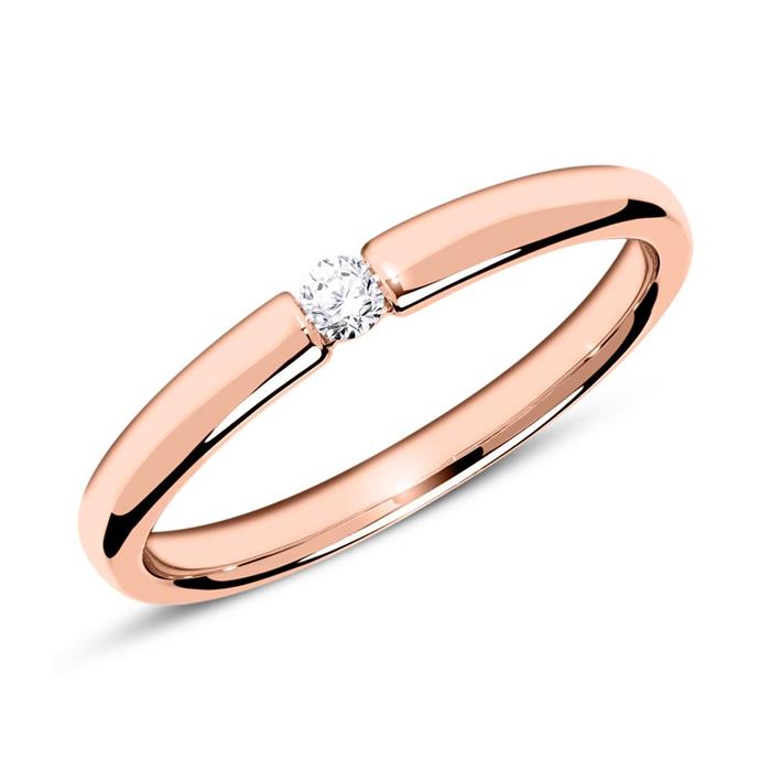 Engagement ring in 14ct rose gold with diamond 0,05 ct.
