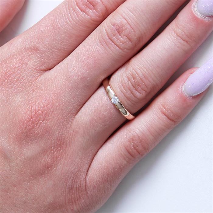 14 quilates anillo de compromiso de oro con diamante 0,10 ct.