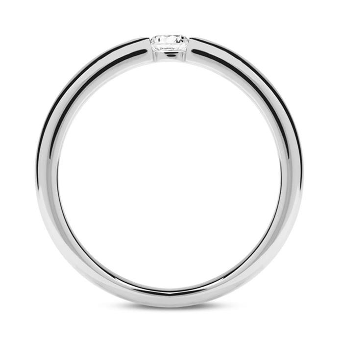 18ct white gold ring with diamond 0,10 ct.