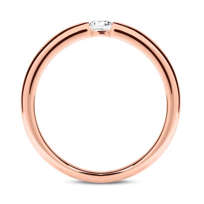 18 karaat roségouden ring met Diamant 0.10 ct.