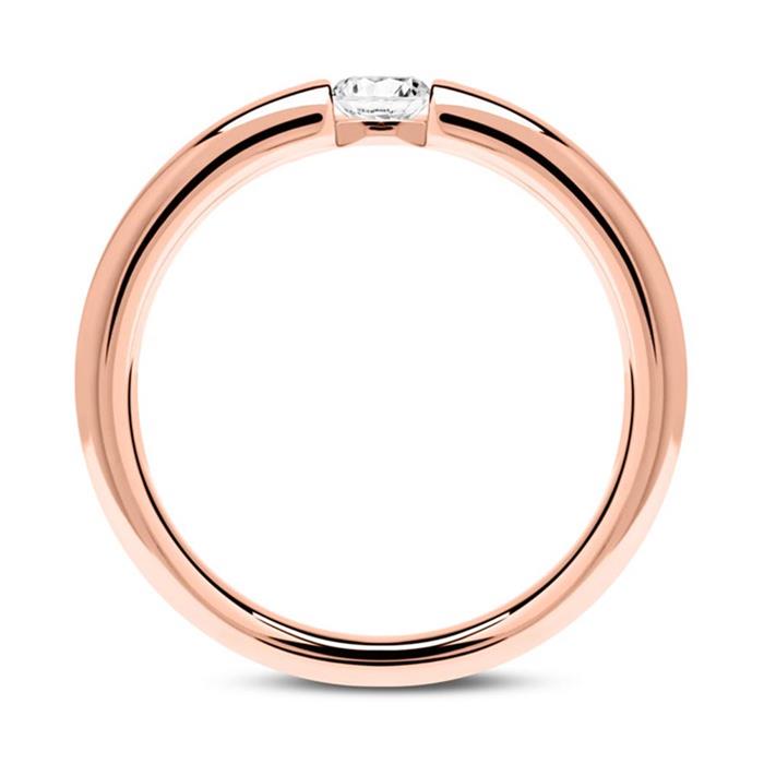 14ct rose gold engagement ring with diamond 0,15 ct.