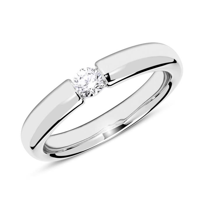 18ct white gold engagement ring with diamond 0,15 ct.