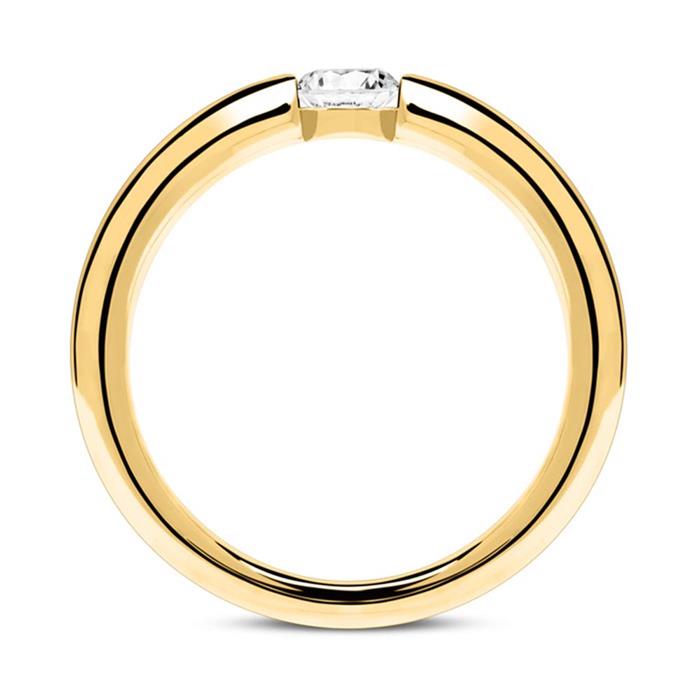 14 karaat gouden verlovingsring met Diamant 0.25 ct.