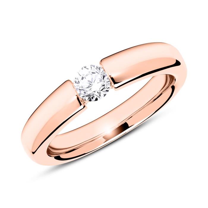 Ring in 18ct rose gold with diamond 0,25ct.